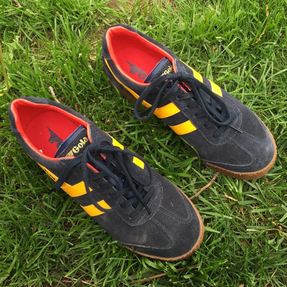 Navy and Yellow Gola gum sole sneakers